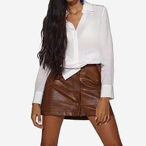 Silk long shirt white